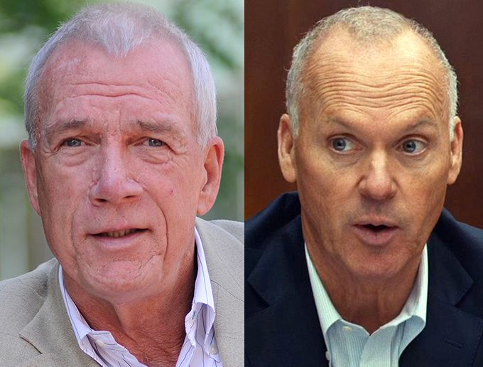 Boston Globe reporter Walter Robbinson (L) and actor Michael KeatonCourtesy of Boston Globe