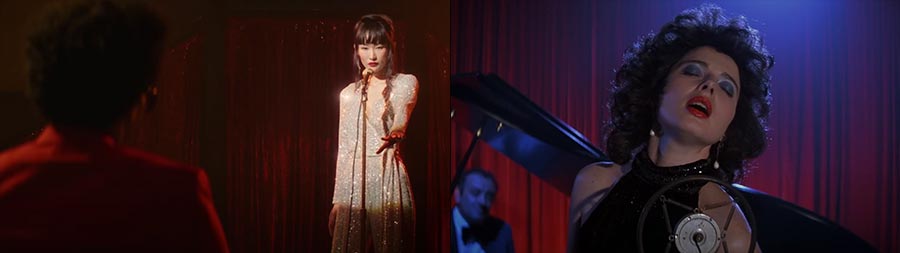 "Blinding Lights" (left) and 'Blue Velvet' (right)