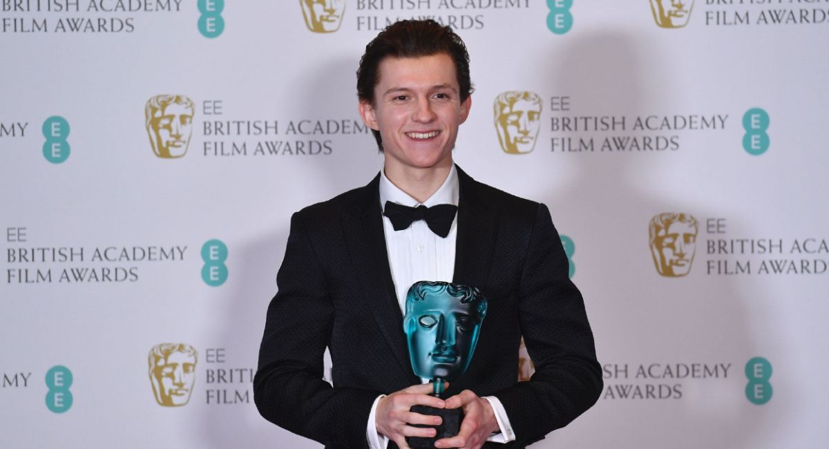 Tom Holland excepting the EE Rising Star award at the 2017 BAFTA Film Awards.