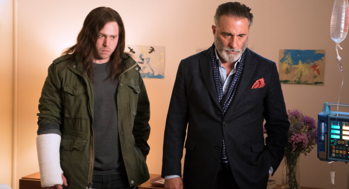 (L to R) Andy Garcia and Emory Cohen in 'Big Gold Brick.'