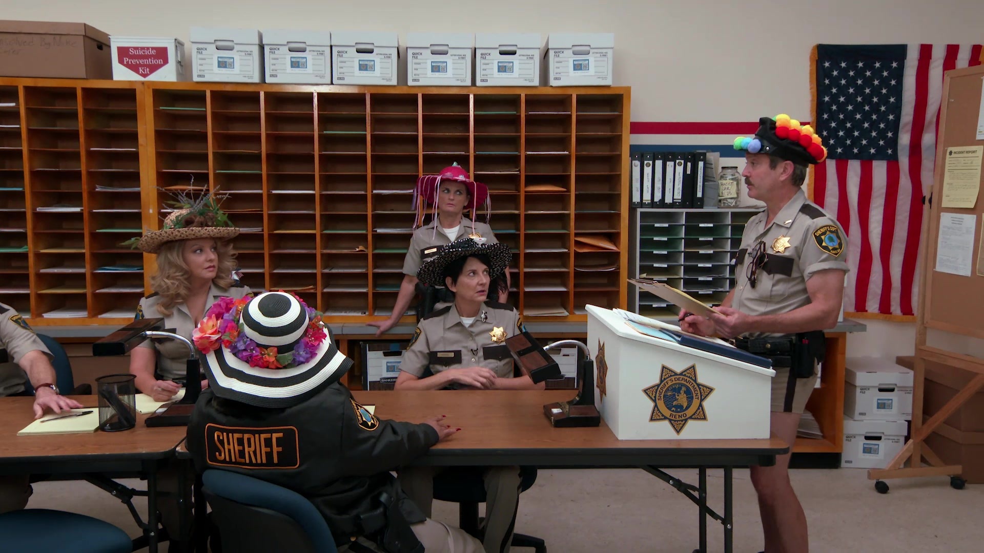 Lieutenant Jim Dangle with short pants and a funny hat.