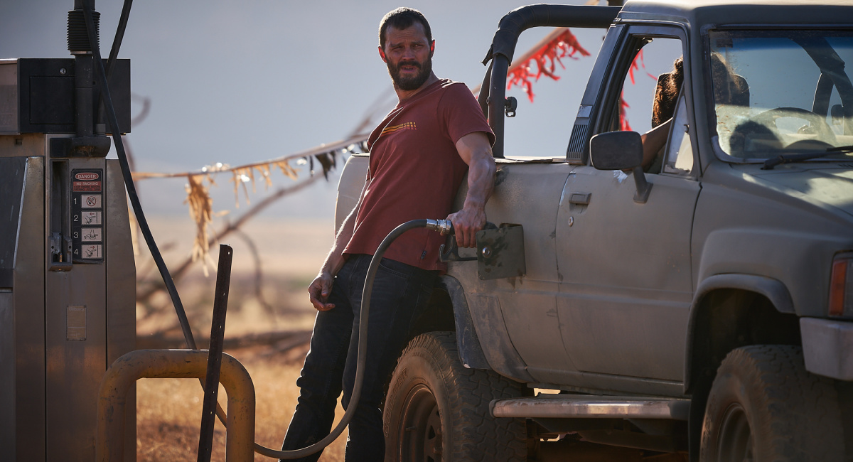 Jamie Dornan at gas station