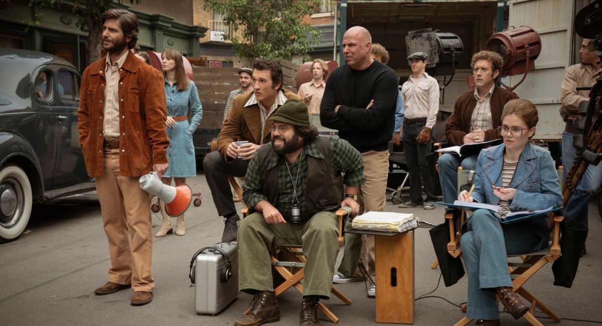 Pictured: Miles Teller as Al Ruddy and Dan Fogler as Francis Ford Coppola of the Paramount+ original series THE OFFER. Photo Cr: Nicole Wilder/Paramount+ ©2022 Paramount Pictures. All Rights Reserved.