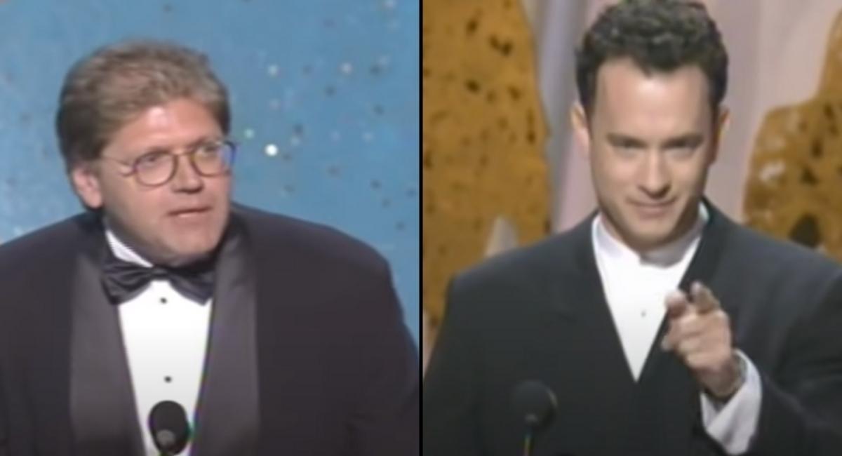 (L to R) Robert Zemeckis and Tom Hanks excepting their Oscars at the 67th Academy Awards.