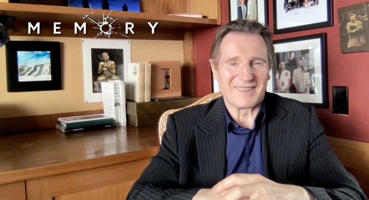 Liam Neeson promoting 'Memory.'