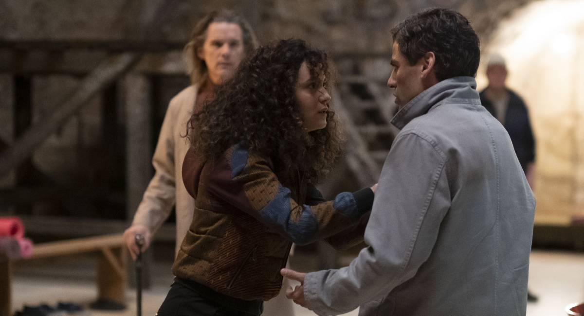 Ethan Hawke, May Calamawy, and Oscar Isaac