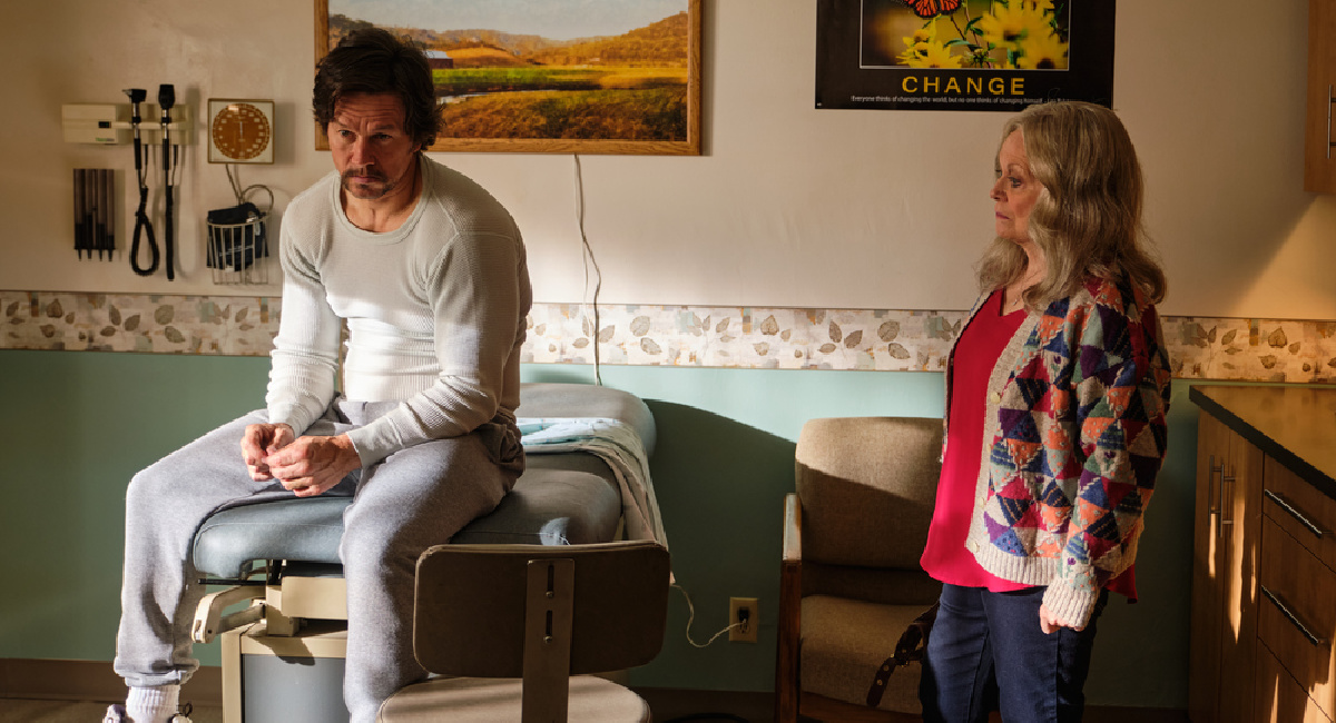 Mark Wahlberg and Jacki Weaver in 'Father Stu.'