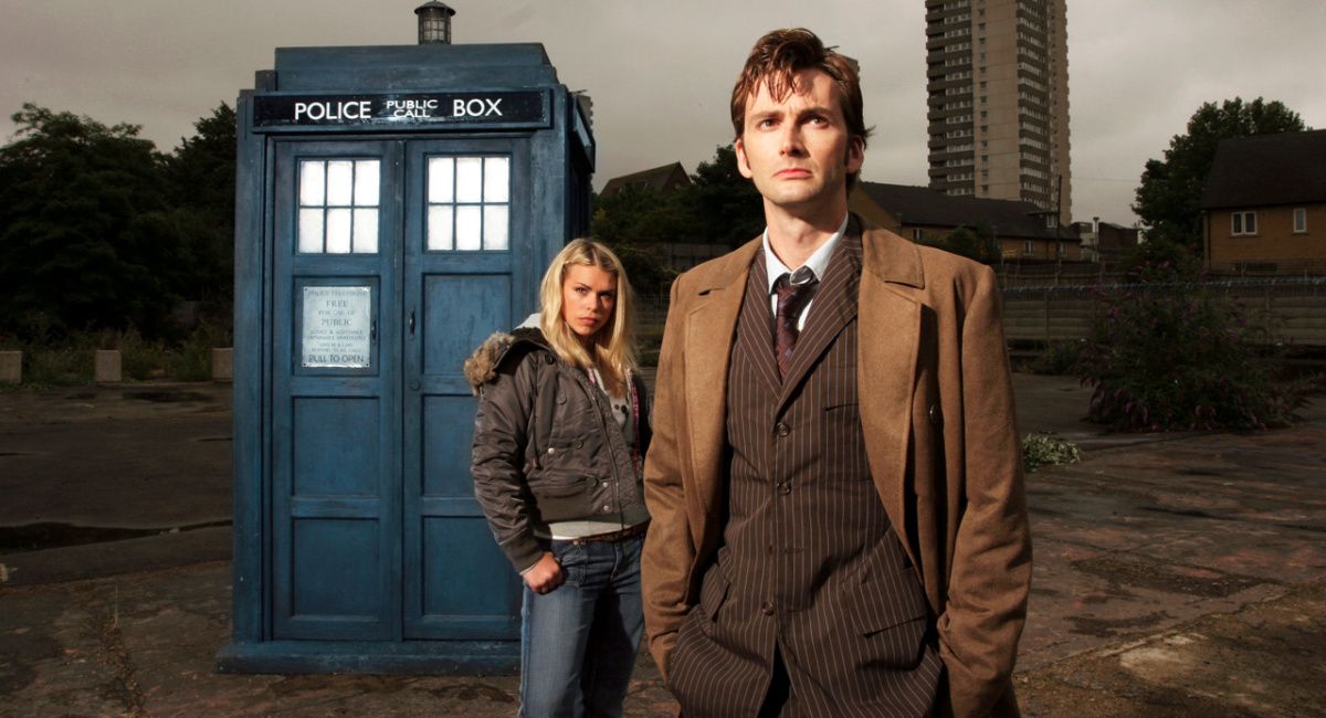 Billie Piper as Rose Tyler and David Tennant as The Doctor