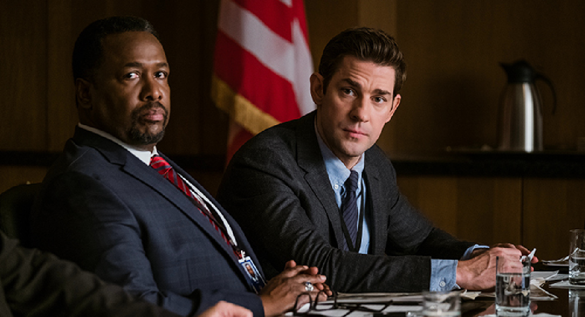 John Krasinski as Dr. Jack Ryan and Wendell Pierce as James Greer