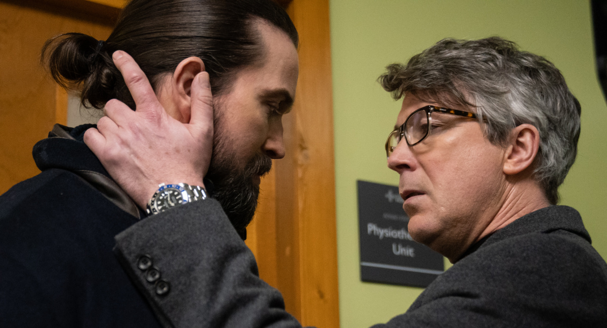 (L to R) Emmett J. Scanlan as Jimmy Kinsella and Aidan Gillen as Frank Kinsella in 'Kin' Season 1.
