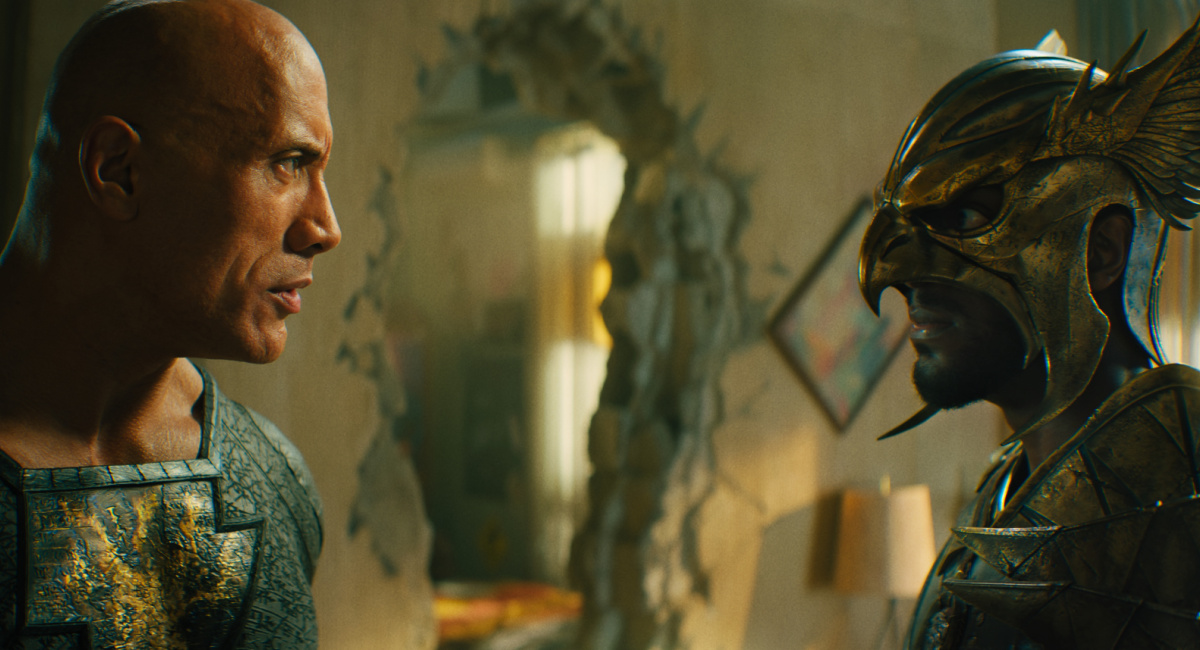 Dwayne Johnson as Black Adam and Aldis Hodge as Hawkman in New Line Cinema’s action adventure 'Black Adam.'