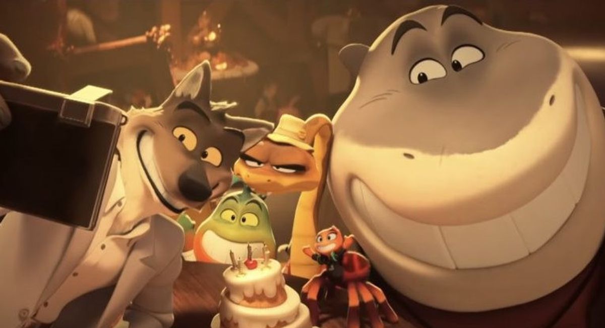 Mr. Wolf (Sam Rockwell), Mr. Piranha (Anthony Ramos), Mr. Snake (Marc Maron), Ms. Tarantula (Awkwafina) and Mr. Shark (Craig Robinson) in DreamWorks Animation’s 'The Bad Guys.'