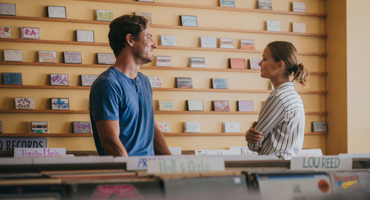 Lewis Pullman and Clara Rugaard in ‘Press Play.'