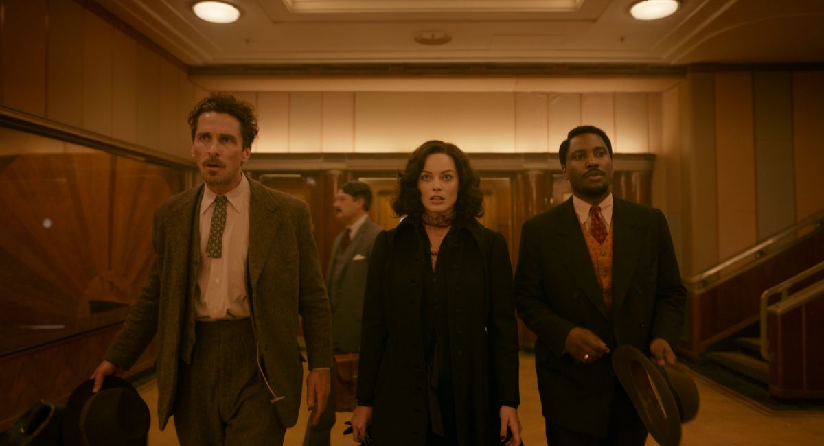 Christian Bale, Margot Robbie, and John David Washington in 20th Century Studios' 'Amsterdam.'