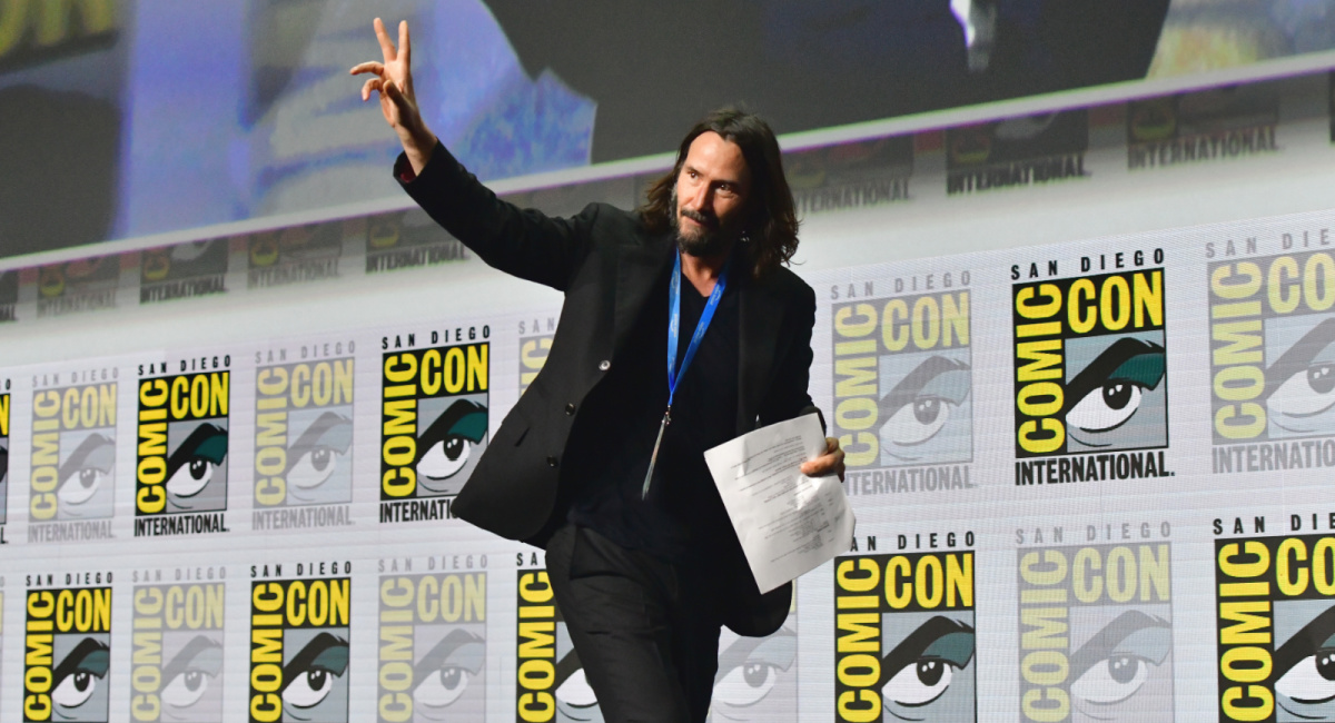 Keanu Reeves onstage at Comic-Con at San Diego Convention Center