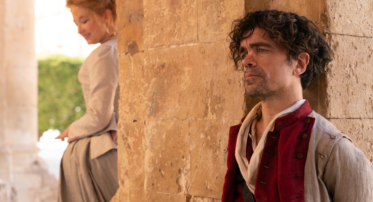 Haley Bennett as Roxanne, and Peter Dinklage as Cyrano in Joe Wright’s 'Cyrano.'