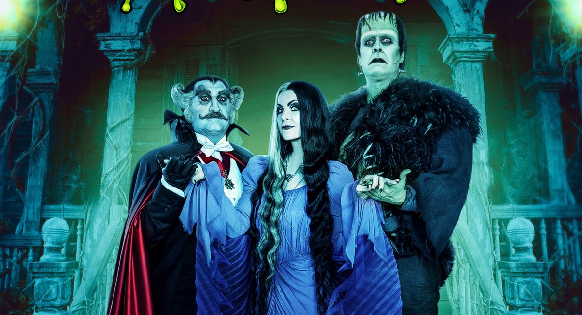 Sheri Moon Zombie as Lily, Jeff Daniel Phillips as Herman, and Daniel Roebuck as Grandpa in director Rob Zombie’s ‘The Munsters.'