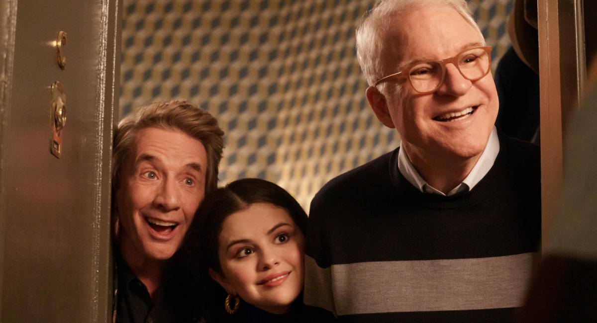 Oliver (Martin Short), Mabel (Selena Gomez) and Charles (Steve Martin) on Hulu's 'Only Murders In The Building'.