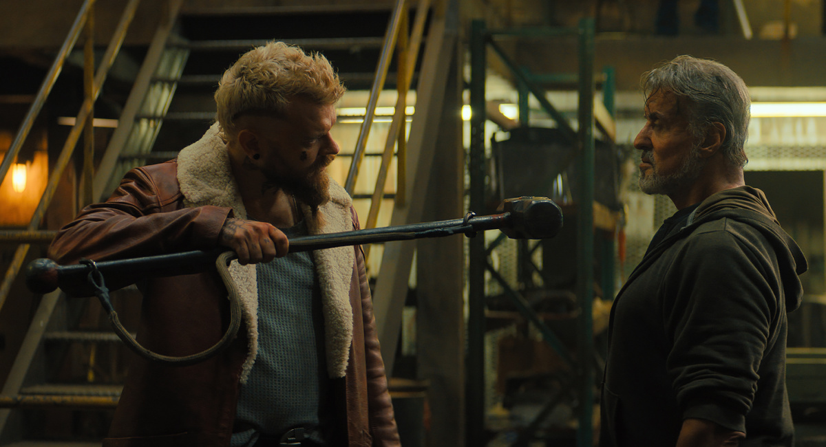 Pilou Asbæk as Cyrus and Sylvester Stallone as Joe Smith in 'Samaritan,' directed by Julius Avery, a Metro Goldwyn Mayer Pictures film.