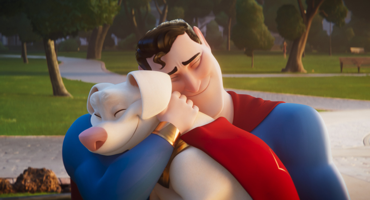 Dwayne Johnson as Krypto and John Krasinski as Superman in Warner Bros. Pictures’ animated action adventure 'DC League of Super-Pets,' a Warner Bros. Pictures release.