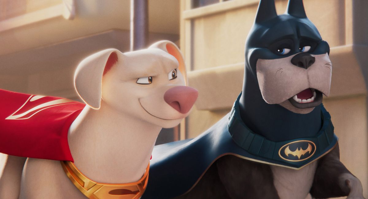 Dwayne Johnson as Krypto and Kevin Hart as Ace in Warner Bros. Pictures’ animated action adventure 'DC League of Super-Pets.'
