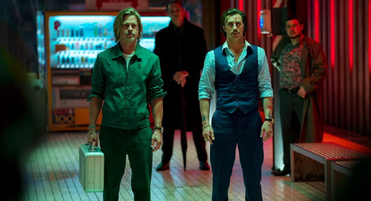Brad Pitt and Aaron Taylor-Johnson in Sony's 'Bullet Train.' Photo: Scott Garfield.