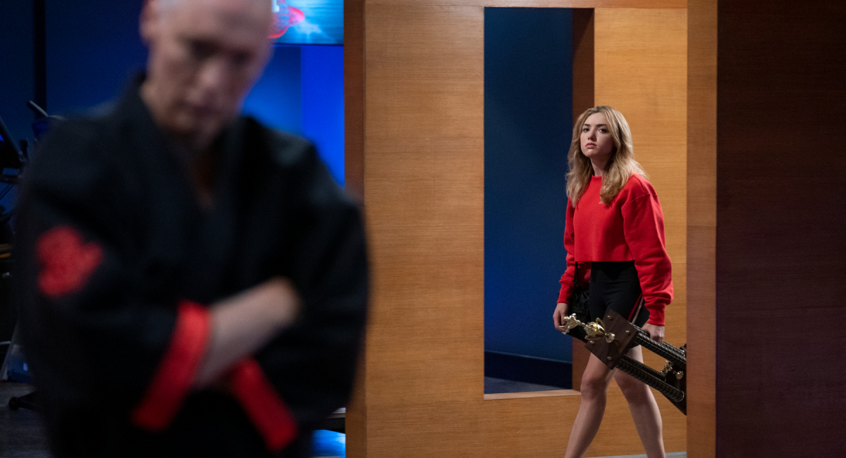 Thomas Ian Griffith as Terry Silver, Peyton List as Tory Nichols in 'Cobra Kai.'