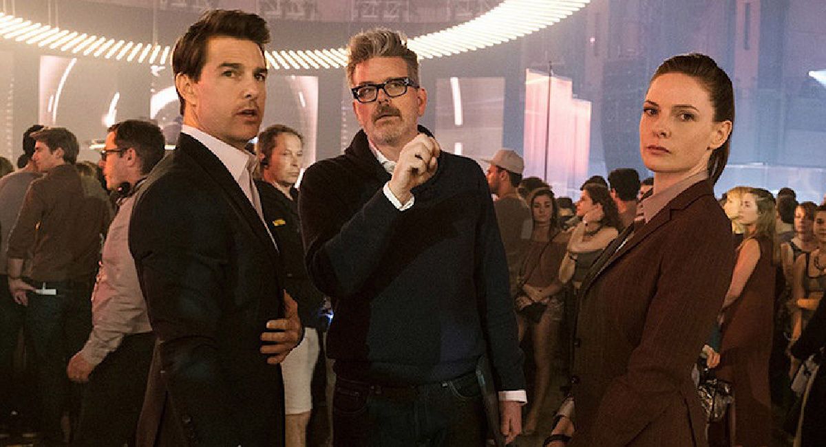 Tome Cruise, director Christopher McQuarrie, and Rebecca Ferguson on the set of Paramount's 'Mission: Impossible – Fallout.'