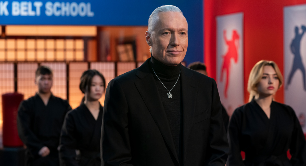 Thomas Ian Griffith as Terry Silver, Peyton List as Tory Nichols in 'Cobra Kai.'