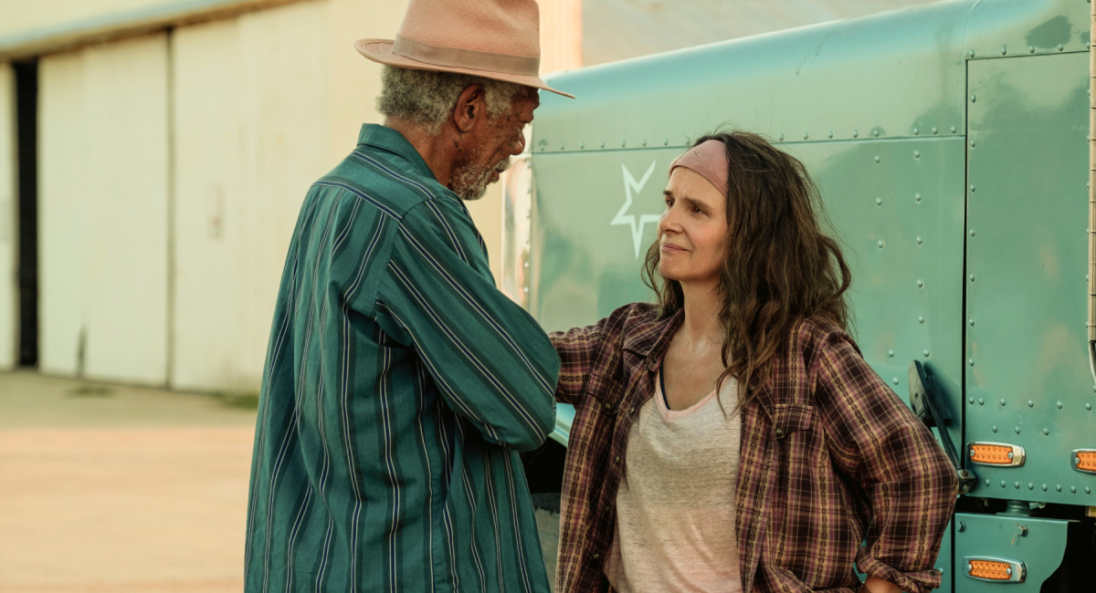 Morgan Freeman and Juliette Binoche in Lionsgate's 'Paradise Highway.'