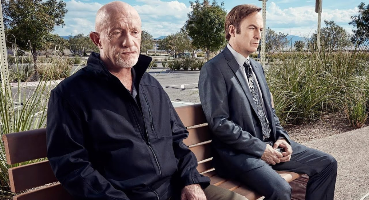 Jonathan Banks as Mike Ehrmantraut and Bob Odenkirk as Jimmy McGill / Saul Goodman / Gene Takavic in AMC's 'Better Call Saul.'