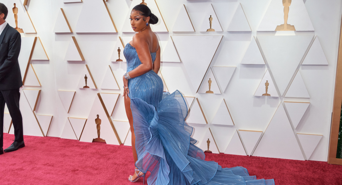 Megan Thee Stallion arrives on the red carpet of the 94th Oscars® at the Dolby Theatre at Ovation Hollywood in Los Angeles, CA, on Sunday, March 27, 2022.