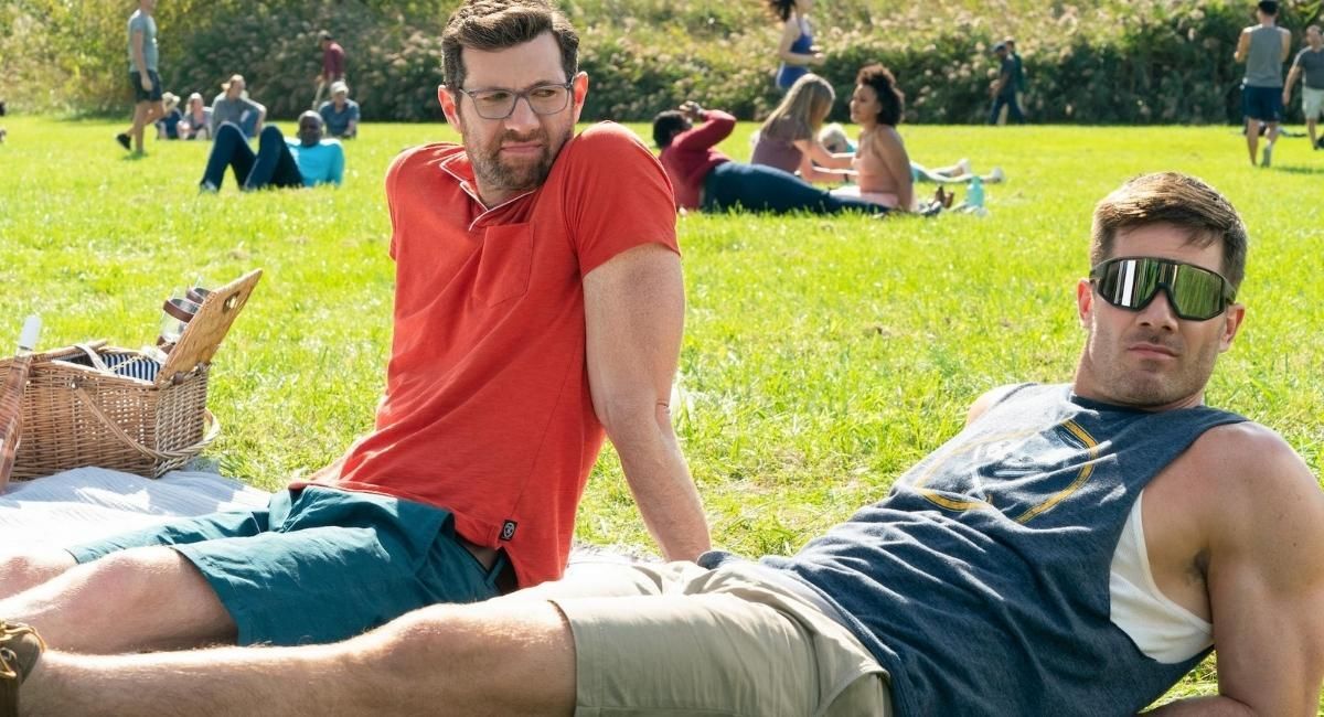 L to R) Bobby (Billy Eichner) and Aaron (Luke Macfarlane) in 'Bros,' co-written, produced and directed by Nicholas Stoller.