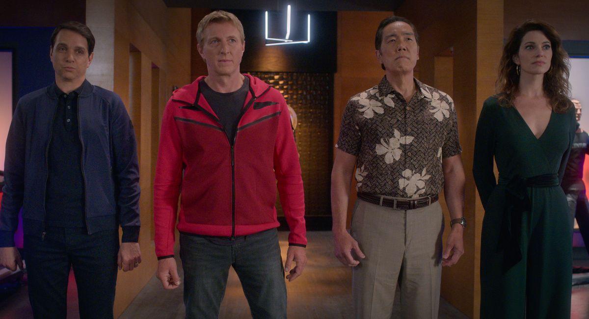 Ralph Macchio, William Zabka, Yuji Okumoto, Courtney Henggeler in Netflix's 'Coba Kai' season 5.