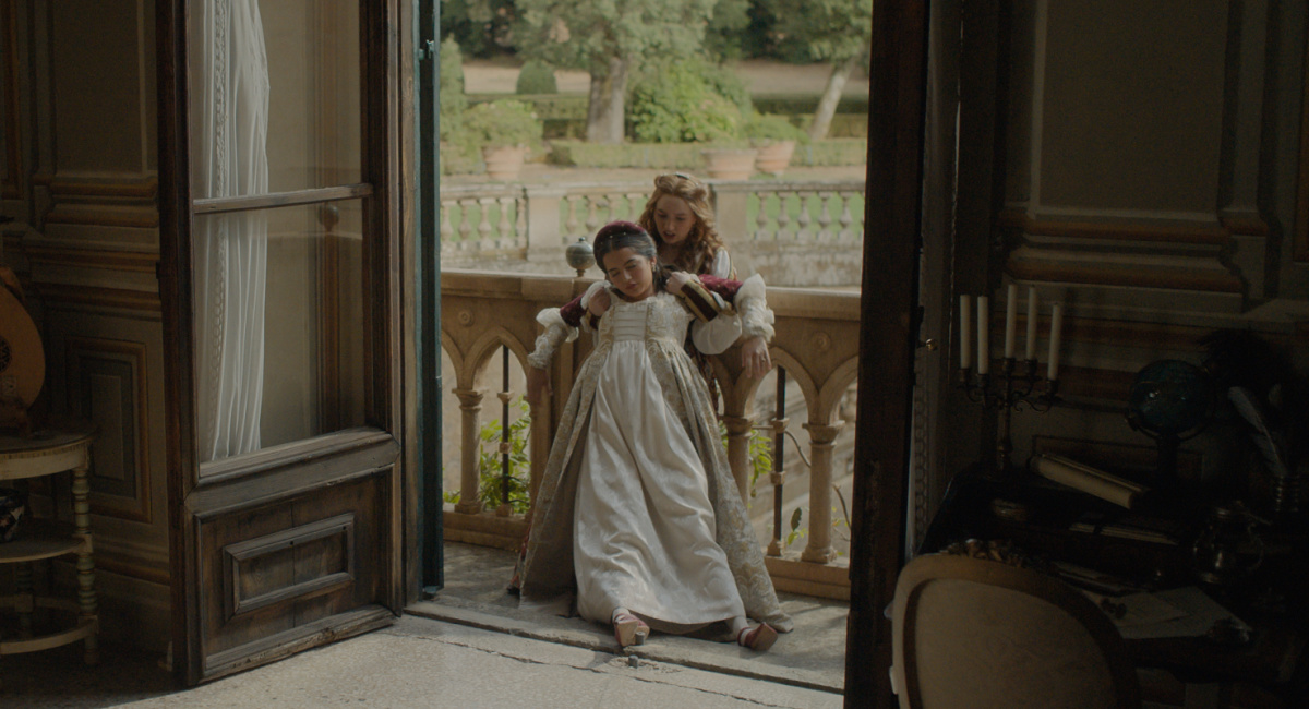 Isabela Merced as Juliet and Kaitlyn Dever as Rosaline in 20th Century Studios' 'Rosaline,' exclusively on Hulu.