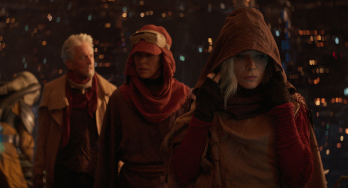 Michael Douglas as Dr. Hank Pym, Evangeline Lilly as Hope Van Dyne/Wasp; Michelle Pfeiffer as Janet Van Dyne/Wasp in Marvel Studios' 'Ant-Man and the Wasp: Quantumania.'