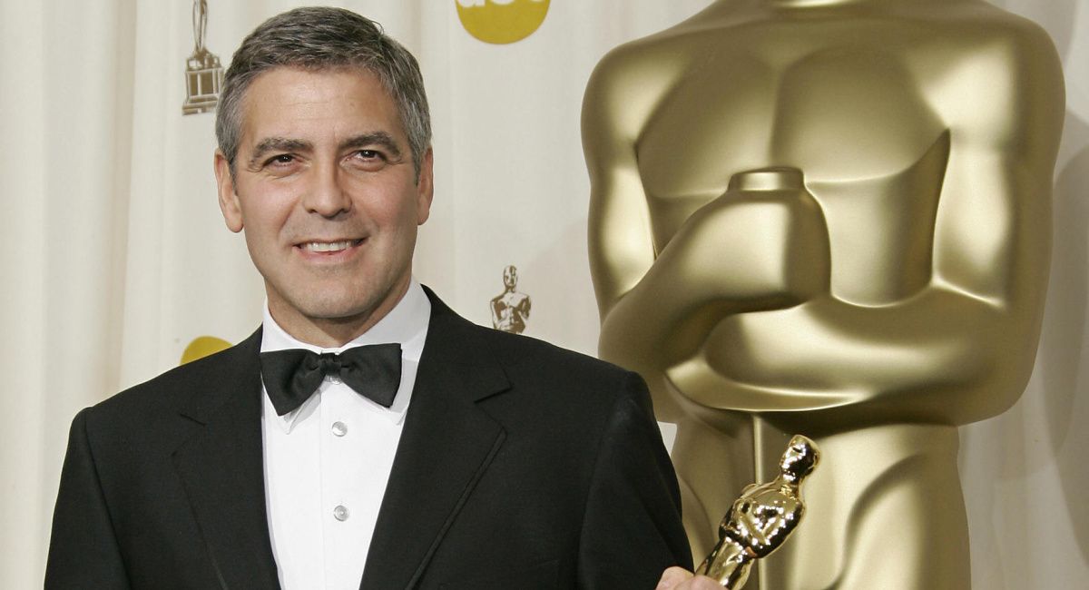 George Clooney winning the Oscar for Best Supporting Actor for his work in 'Syriana.'