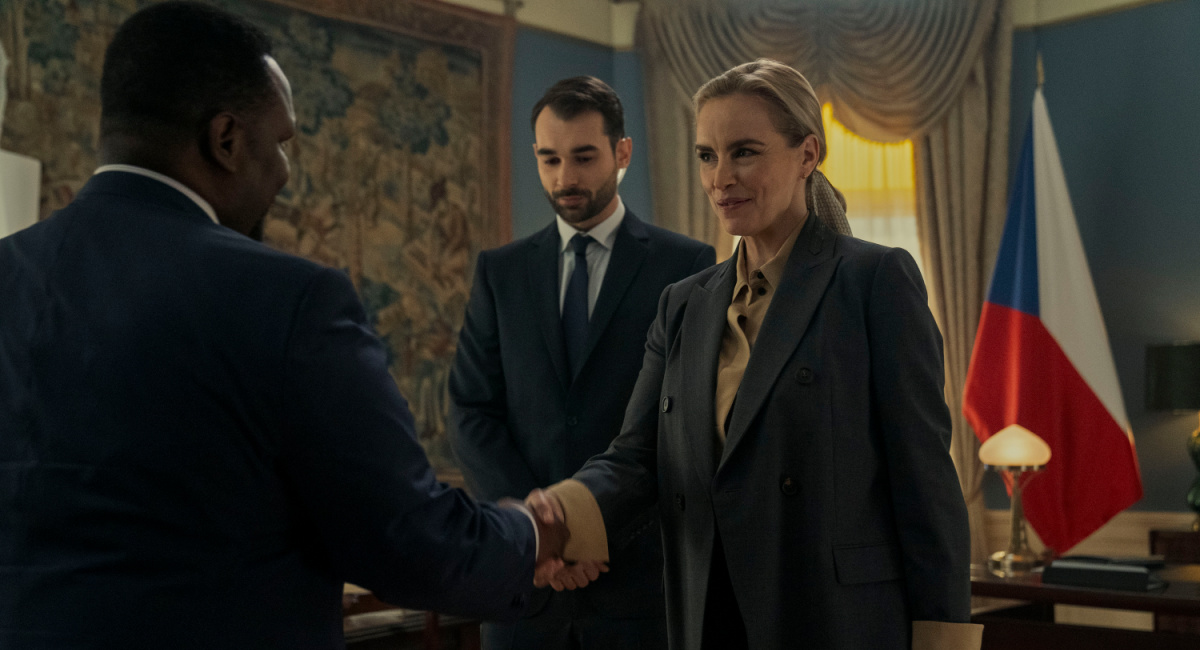 Wendell Pierce as James Greer, and Nina Hoss as Alena Kovac in 'Tom Clancy's Jack Ryan' Season 3.