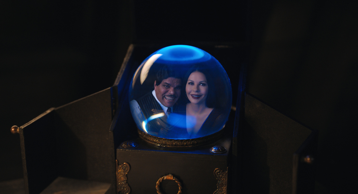 Luis Guzmán as Gomez Addams, and Catherine Zeta-Jones as Morticia Adams in 'Wednesday.'
