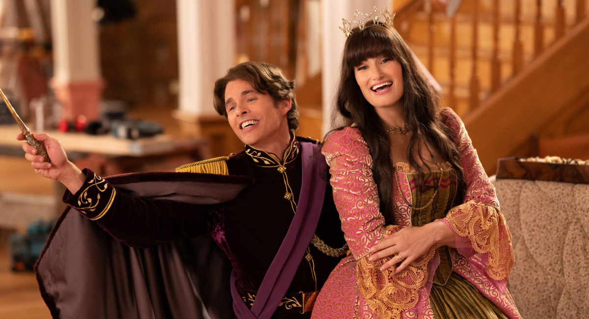 James Marsden as Prince Edward and Idina Menzel as Nancy Tremaine in Disney's live-action 'Disenchanted,' exclusively on Disney+.
