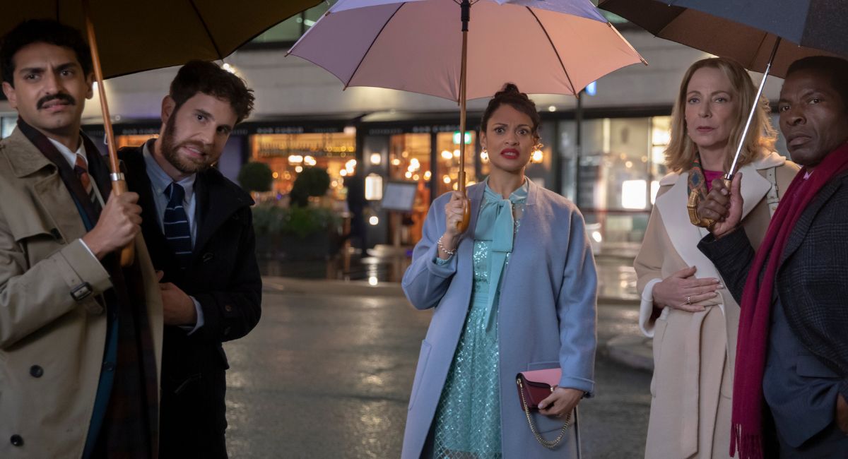 Karan Soni, Ben Platt, Cynthia Addai-Robinson, Allison Janney, and Issach de Bankolé star in Prime Video's 'The People We Hate at the Wedding.'