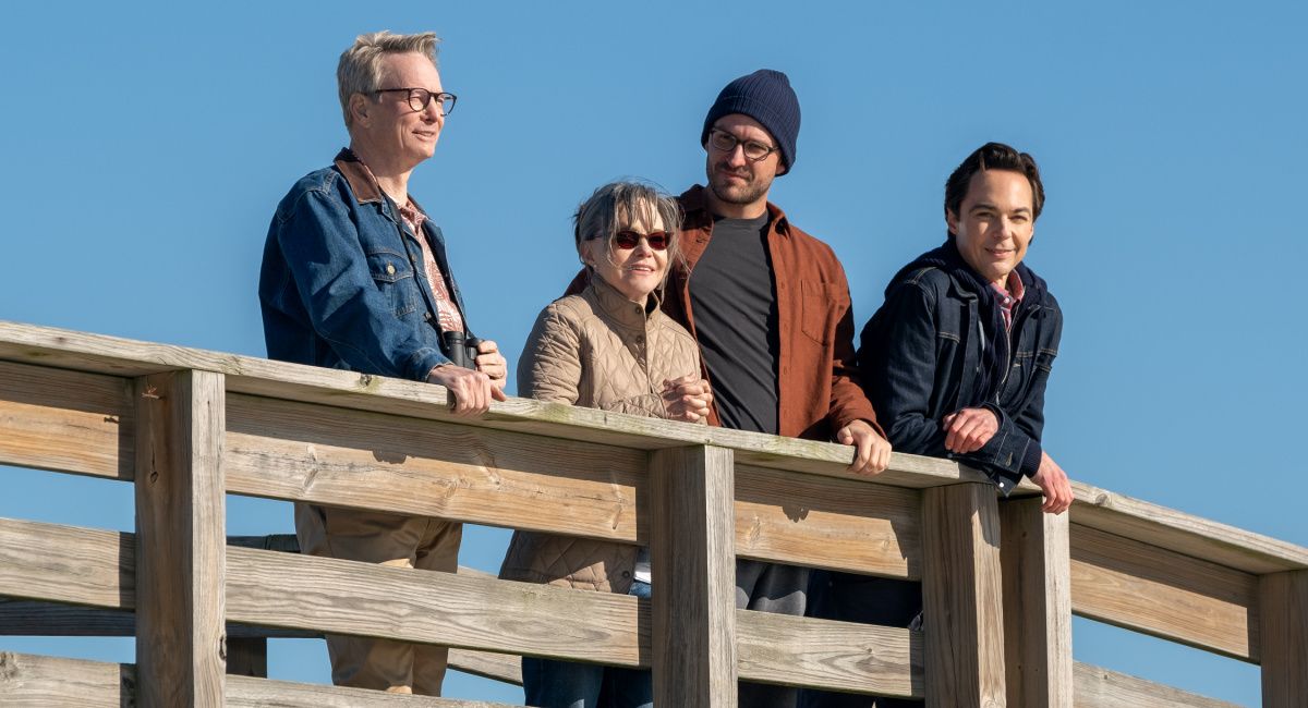 Bill Irwin stars as Bob, Sally Field as Marilyn, Ben Aldridge as Kit Cowan and Jim Parsons as Michael Ausiello in director Michael Showalter’s 'Spoiler Alert,' a Focus Features release.