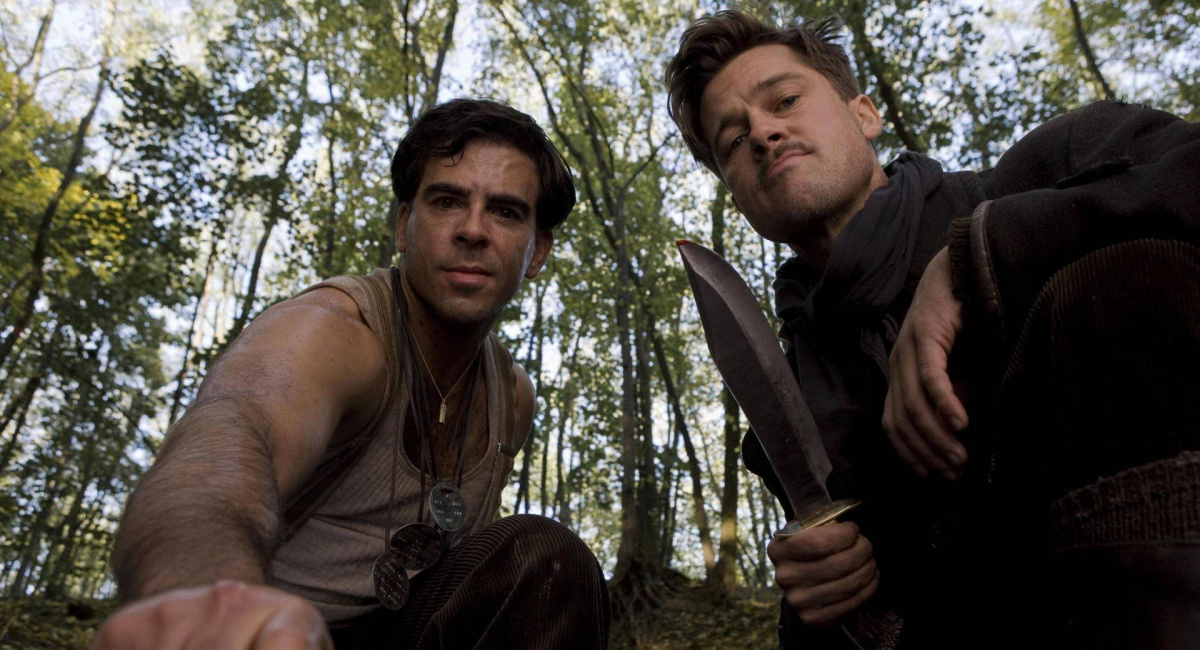 Director and actor Eli Roth and Brad Pitt in 'Inglourious Basterds.'
