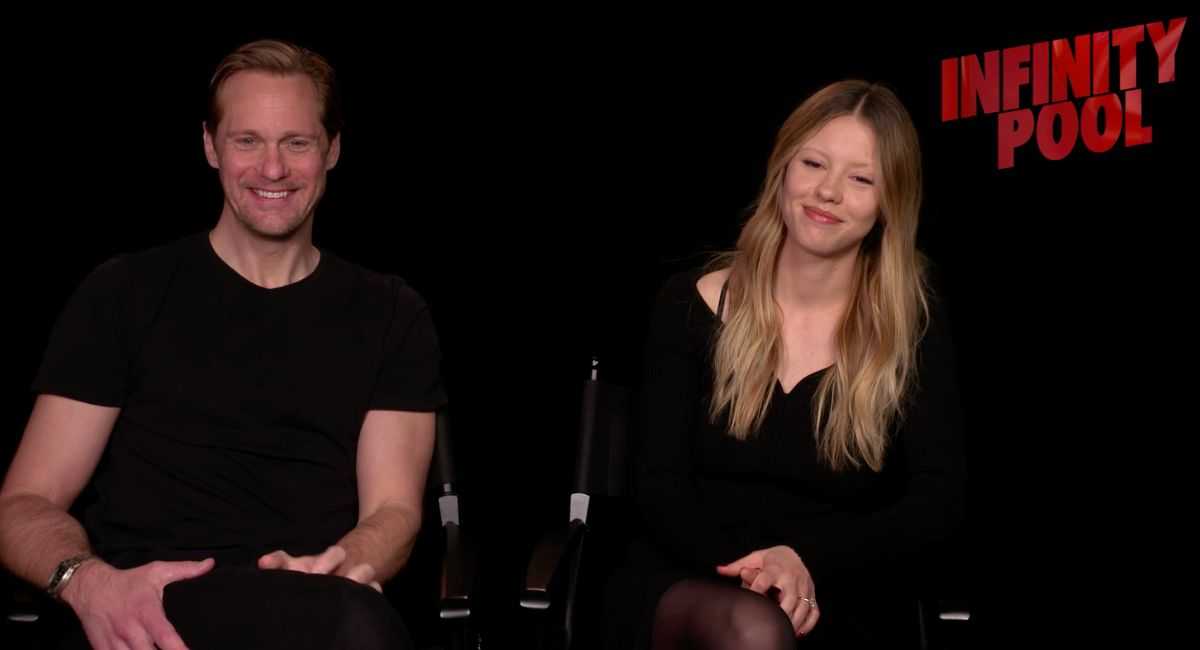 'Infinity Pool' Interviews: Mia Goth and Alexander Skarsgård