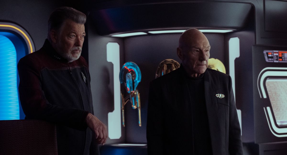 Jonathan Frakes as Riker and Patrick Stewart as Picard on the Paramount+ original series 'Star Trek: Picard.'