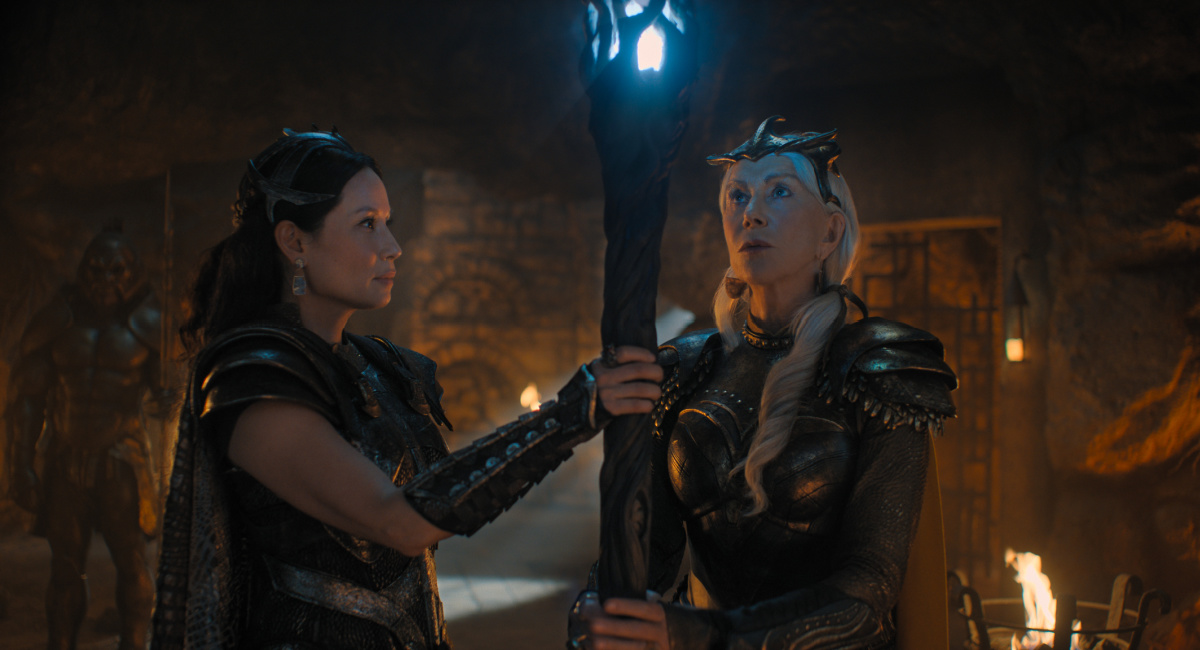 Lucy Liu as Kalypso and Helen Mirren as Hespera in New Line Cinema’s action adventure 'Shazam! Fury of the Gods,' a Warner Bros. Pictures release.