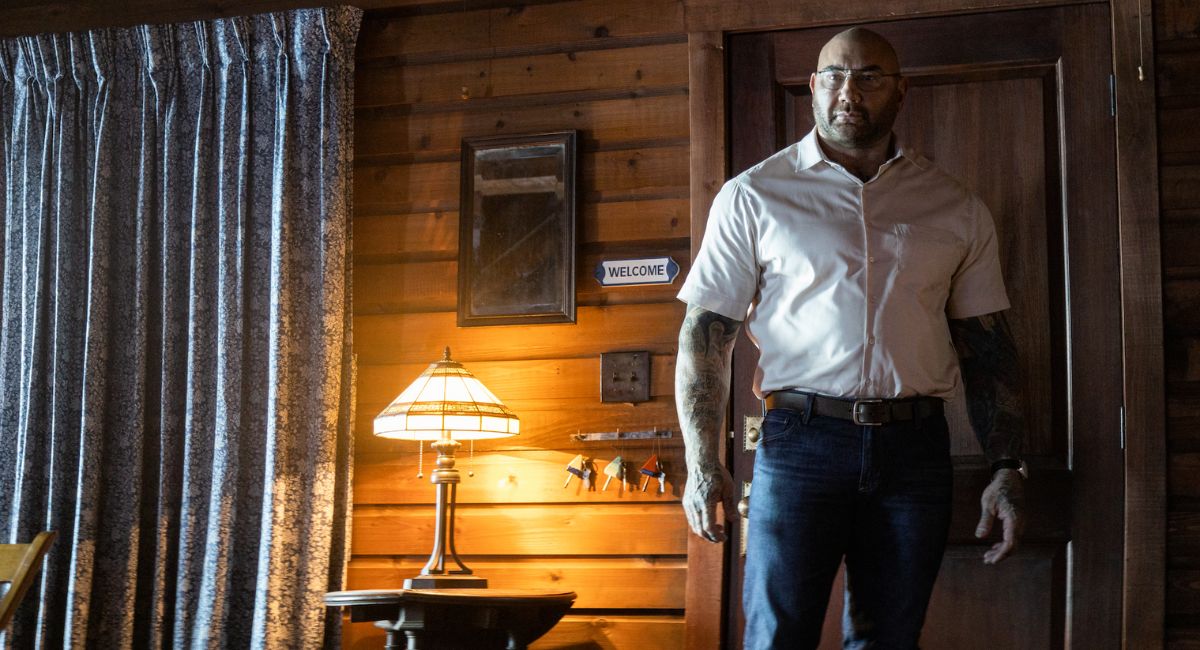 Dave Bautista in 'Knock at the Cabin,' directed by M. Night Shyamalan.