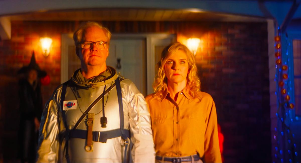 Jim Gaffigan as Cameron Edwin and Rhea Seehorn as Erin Edwin in Colin West's 'Linoleum.'