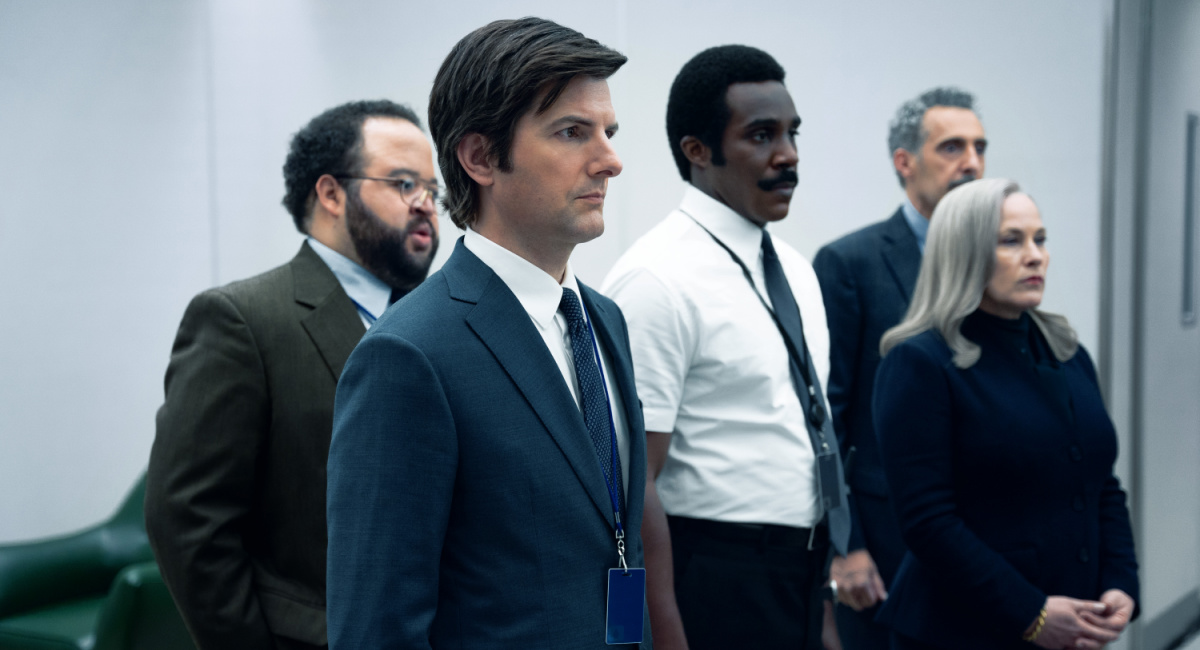Adam Scott, Patricia Arquette, John Turturro, Tramell Tillman and Zach Cherry in 'Severance,' now streaming on Apple TV+.