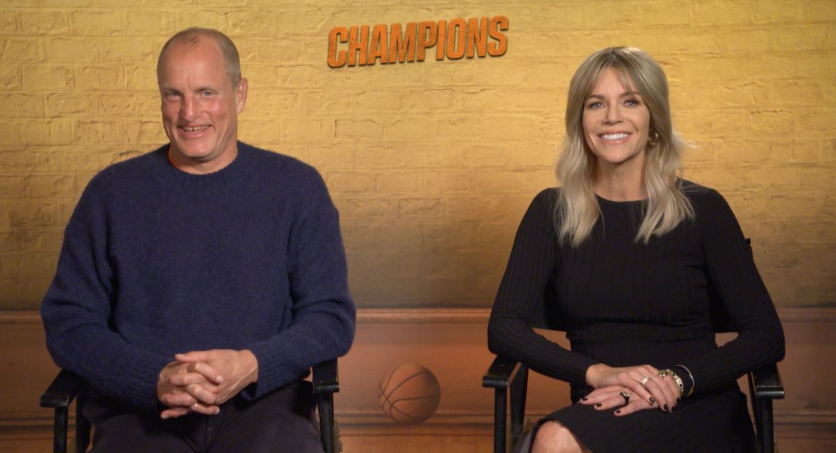 Woody Harrelson and Kaitlin Olson star in 'Champions.'